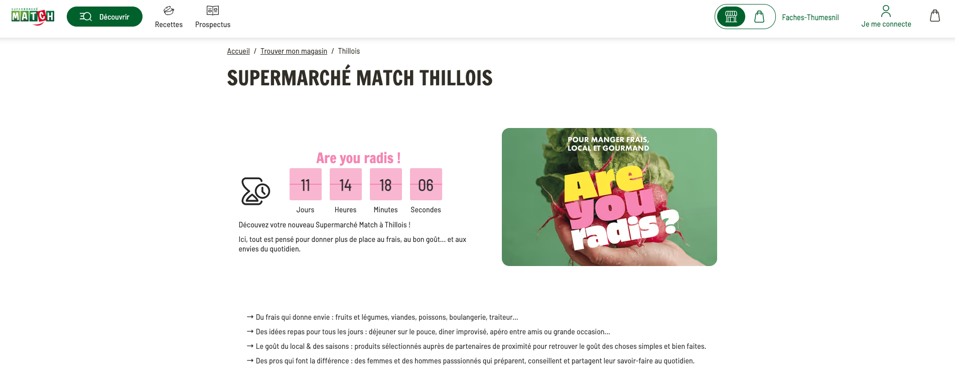 supermarché match thillois : produits frais et promo “are you radis”
