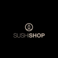 logo minimaliste sushi shop noir et or