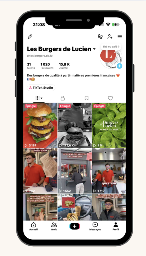 profil tiktok de burger les burgers de lucien