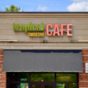 tropical smoothie cafe storefront signage