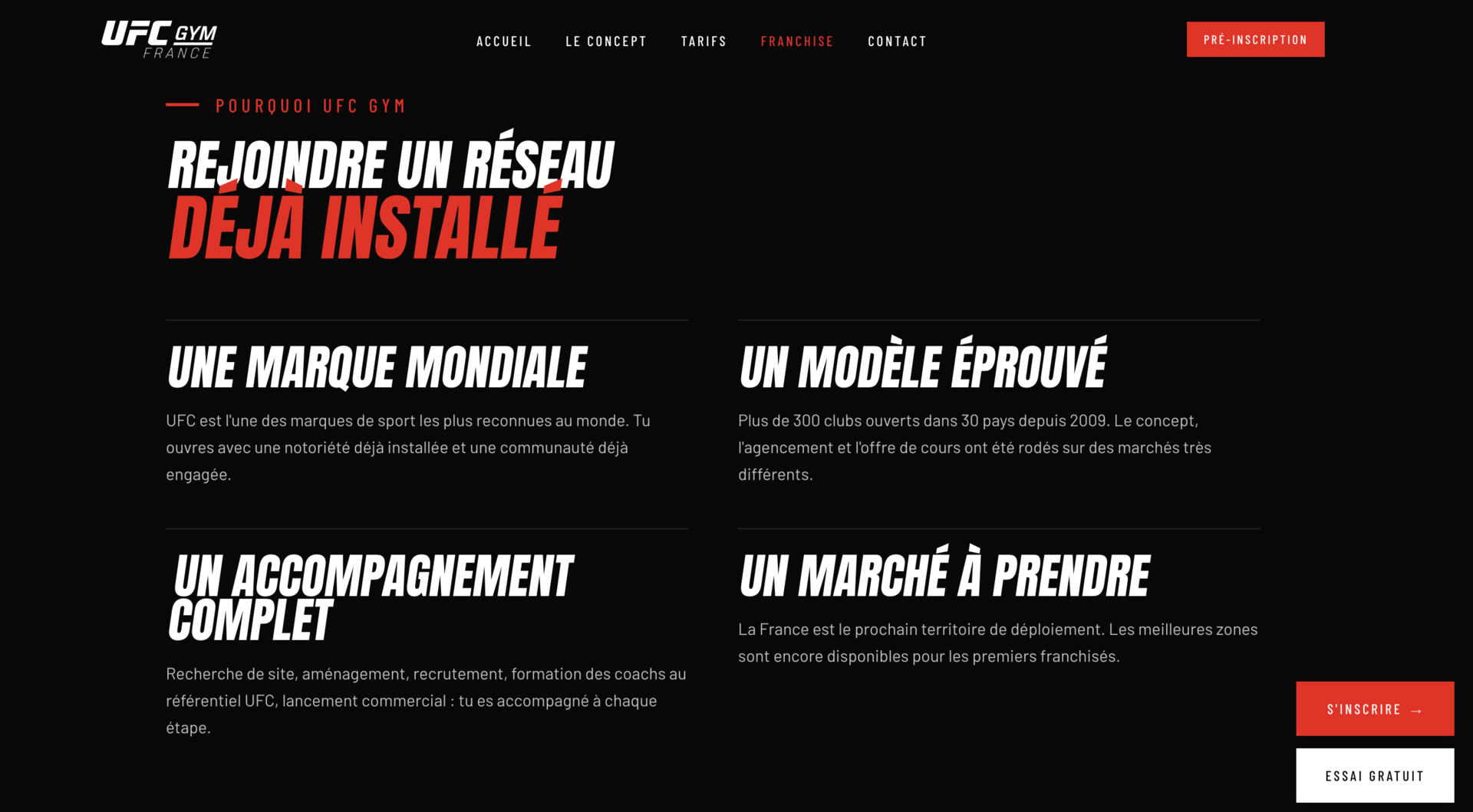 ufc gym france : réseau de franchise sportive