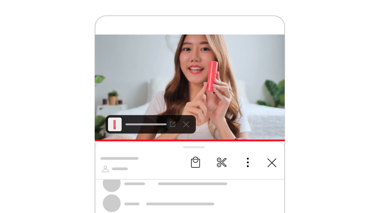 vidéo shopping beauté : démonstration produit corail sur mobile