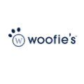 woofie’s blue pet care logo with paw prints